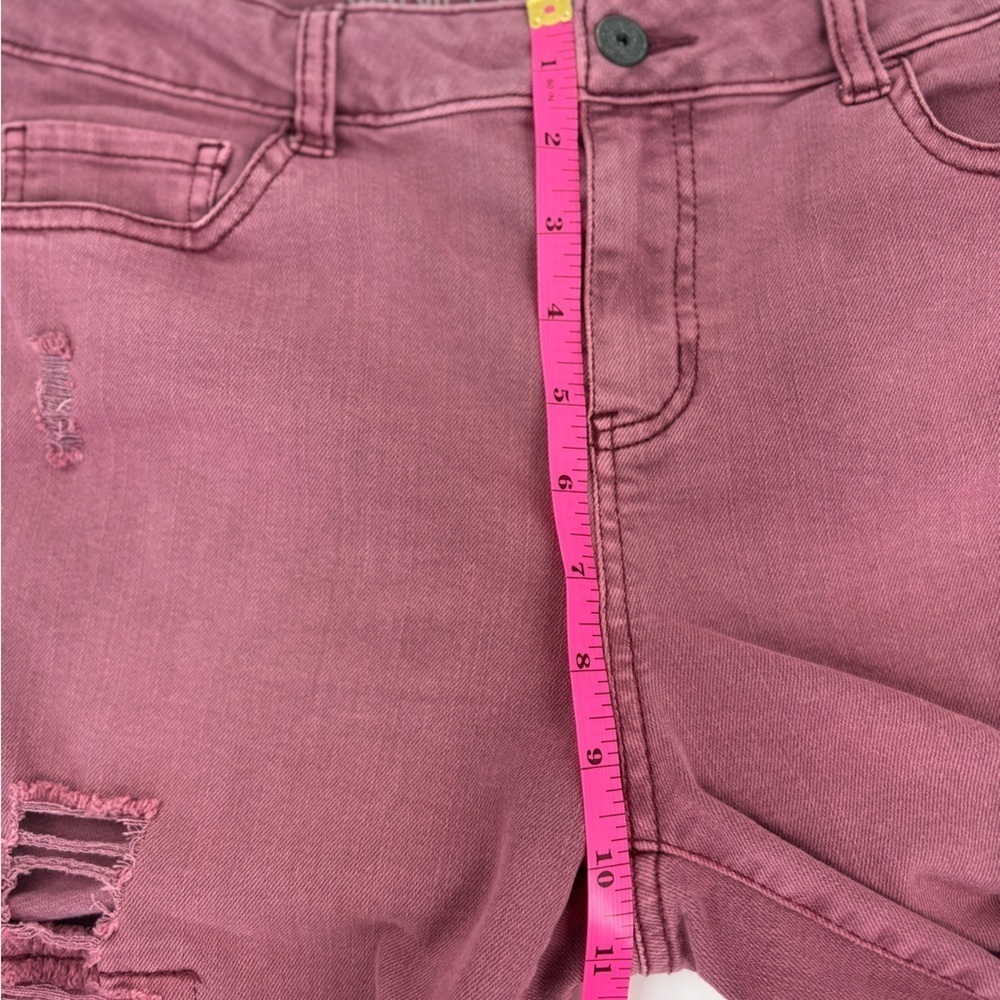 Vanilla Star Juniors burgundy Mid Rise Crop Jeans -13 - Picture 7 of 8